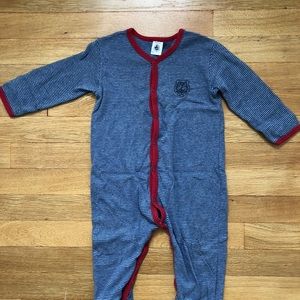 Petit Bateau baby boy front snap striped footie